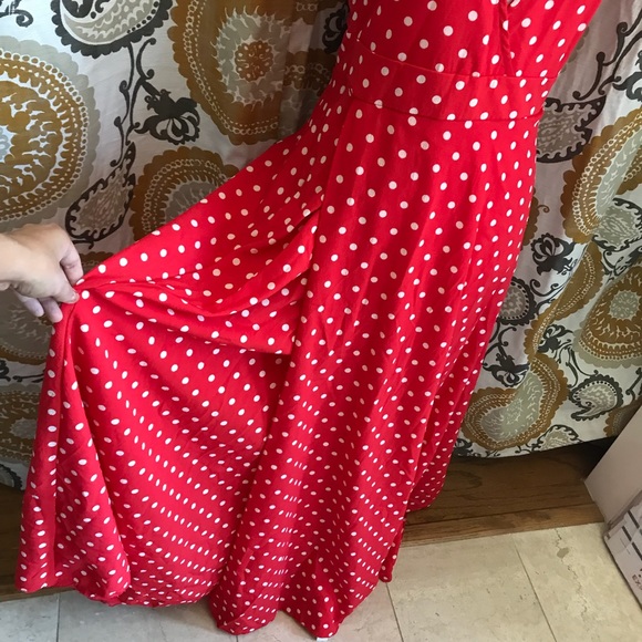 Red polka-dot maxi dress - Picture 3 of 7